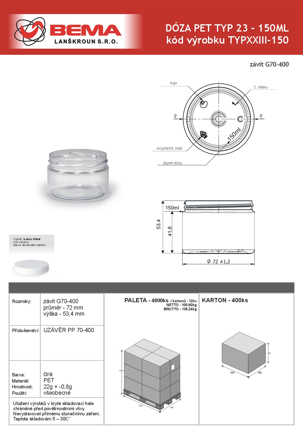 Doza Typ 23_150ml PET zavit 70-400